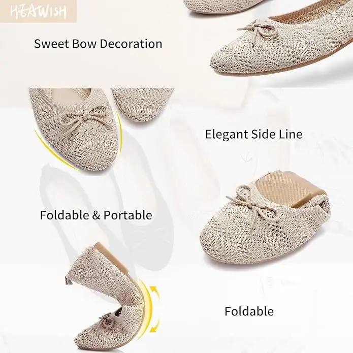 Women’s Flats Shoes Comfortable Crochet Lace Mesh Round Toe Slip On Casual Ballet Flats Dress Shoes - Image 2