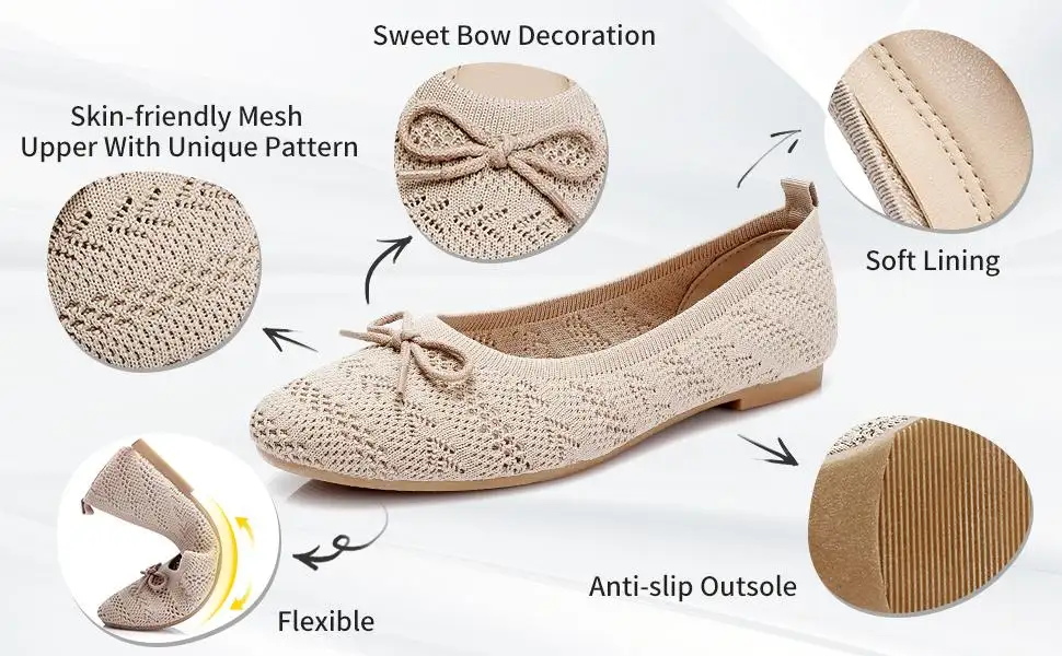 Women’s Flats Shoes Comfortable Crochet Lace Mesh Round Toe Slip On Casual Ballet Flats Dress Shoes - Image 4